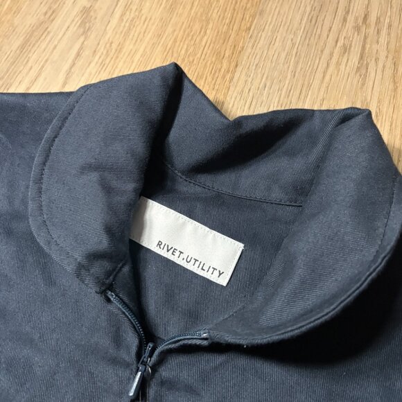 NWT Rivet Utility navy blue jumpsuit size S small long sleeve zip front GOOP - Picture 4 of 11